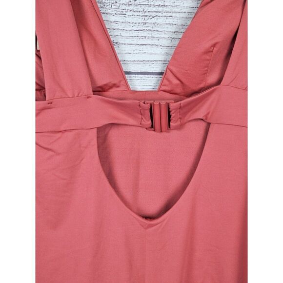 Zara One Piece Back Cut Out Low Plunge Swimsuit Dusty Rose Size Medium - Picture 3 of 6